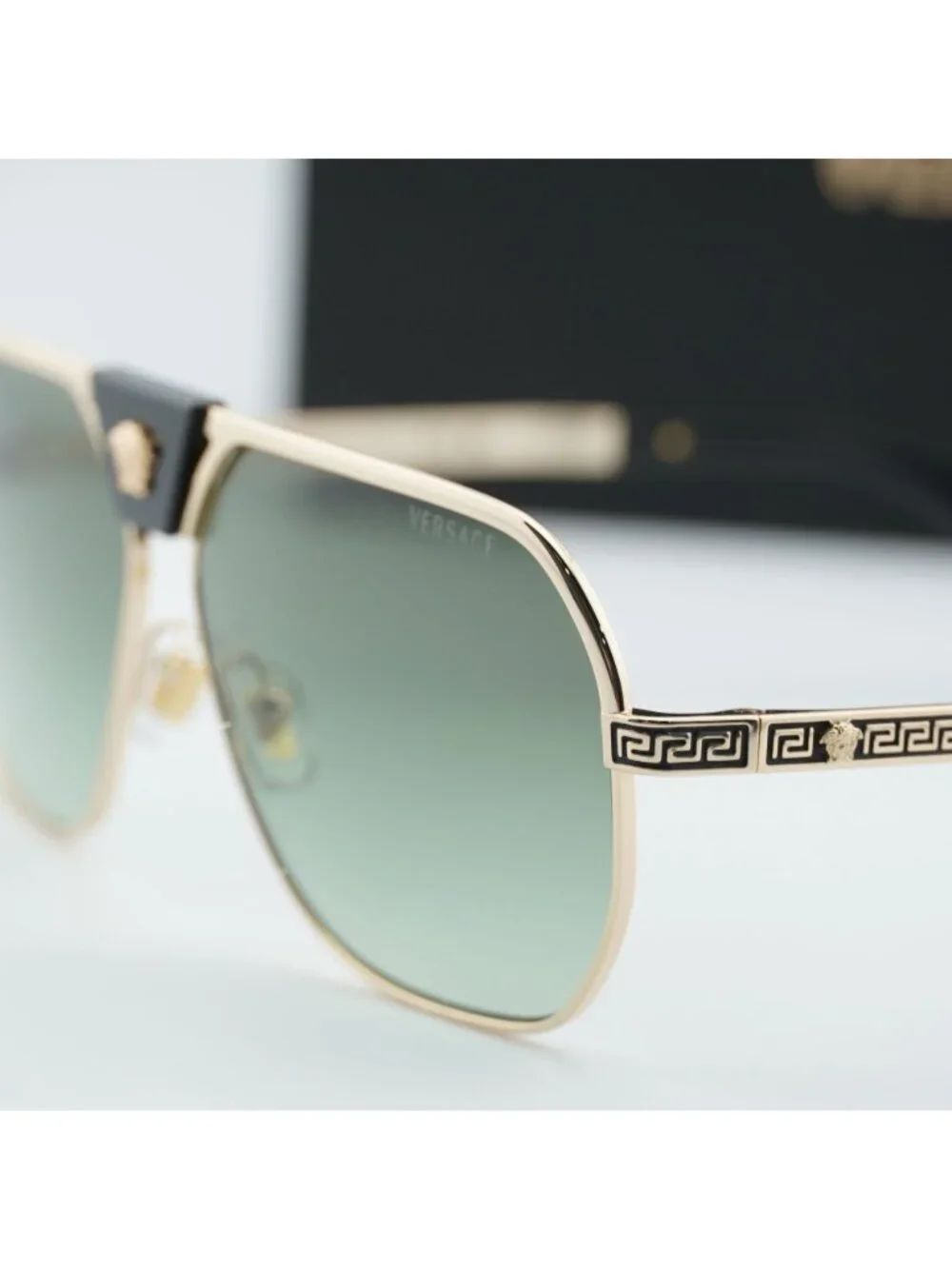 Versace VE2294 10028E Aviator Sunglasses – Gold / Green Gradient